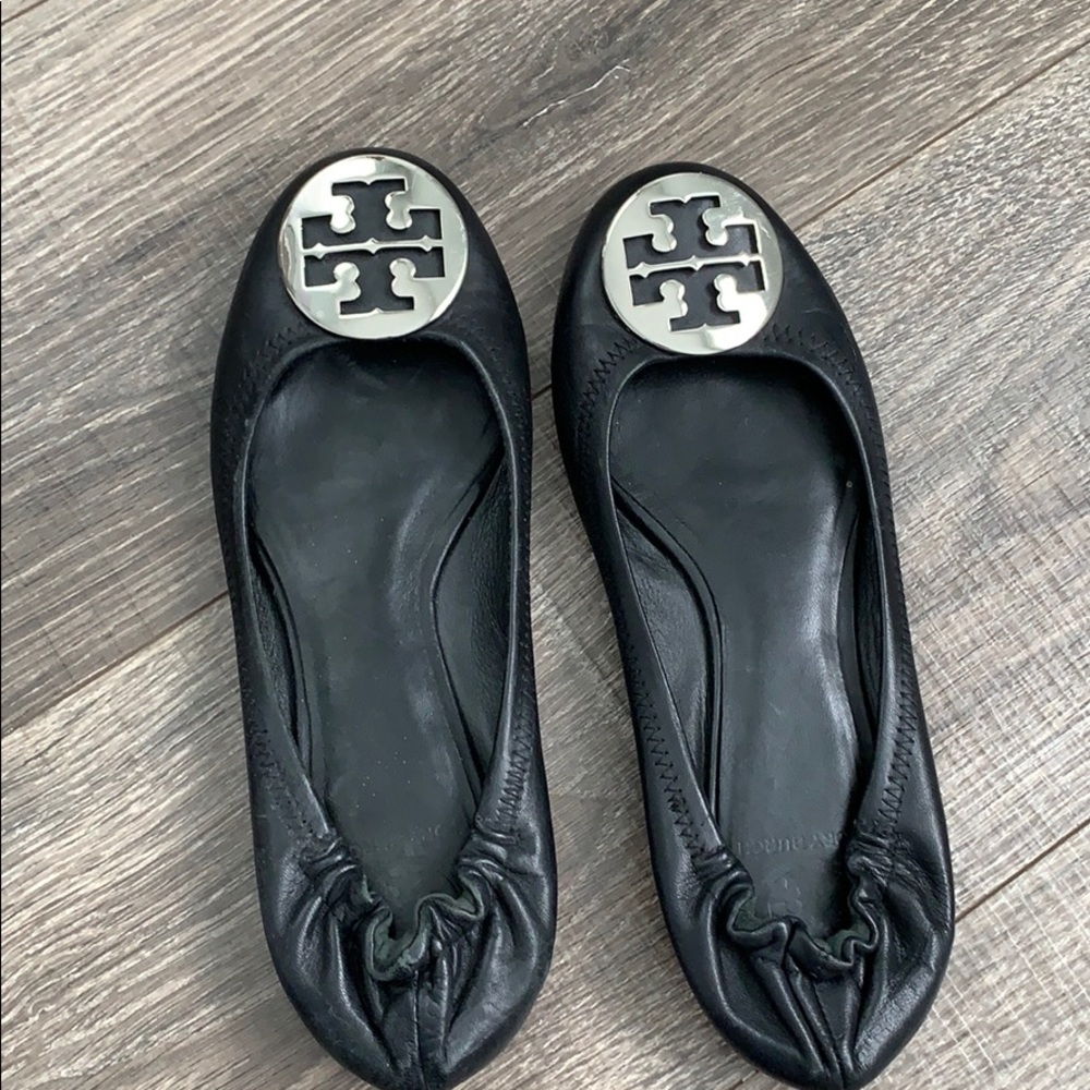 Tory Burch black leather flats size 8